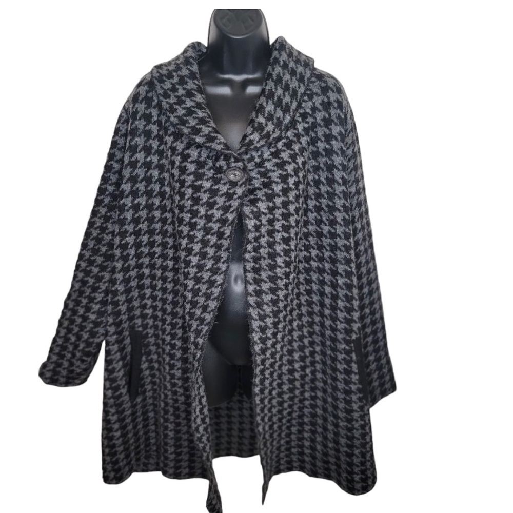 MAX STUDIO 2XL CARDI PONCHO BLACK & GRAY WOOL BLEND